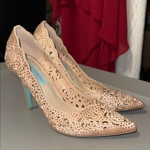 Betsey Johnson Sparkling Nude Cutout Heels